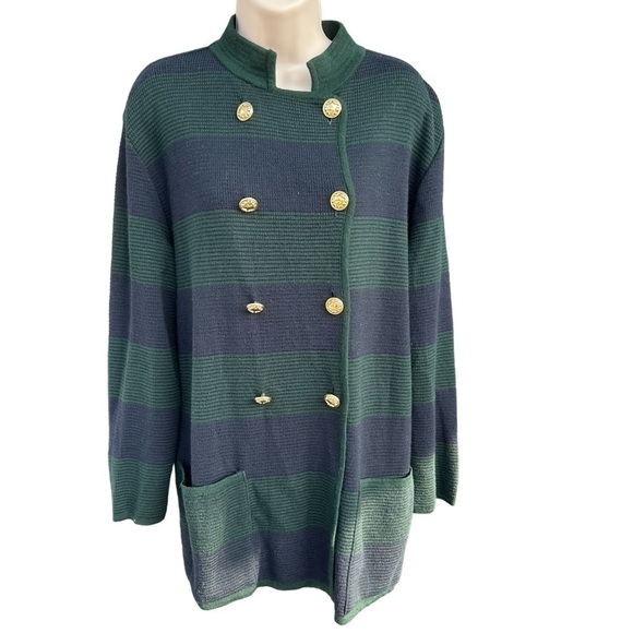 Brooks Brothers Vintage nautical striped wool sweater Swacket blazer peacoat sm - Picture 1 of 9